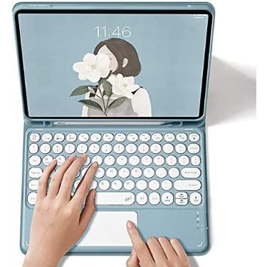 Imagem de Estojo de teclado para iPad Pro 11 2021/2020/2018 - Teclado destacável com touchpad com porta-lápis - Capa inteligente de couro fino para iPad 11 polegadas 3ª/2ª/1ª geração, Azul