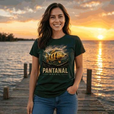 Imagem de Camiseta Algodão Pantanal Brasil Tucunaré Estampa Exclusiva Casual Nat