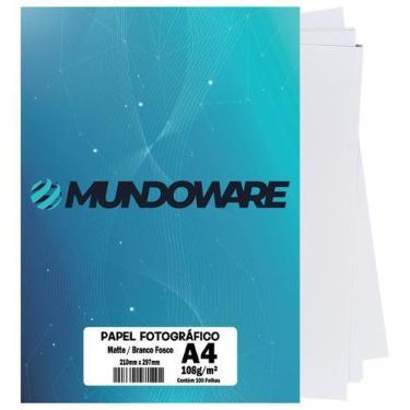 Imagem de Papel Fotográfico Matte A4 108g Mundoware Branco Fosco Sem Brilho com 