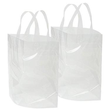 Imagem de Bolsa transparente grinderPUNCH com alça de laço macia, 30,48 cm x 30,48 cm x 15,24 cm de espessura, plástico, compras, lancheira, estádio, sacola, Clear (2 Count), 2 Count