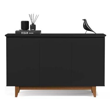 Imagem de Aparador Buffet Armário 3 Portas Versátil Cores - Rede M (Preto)