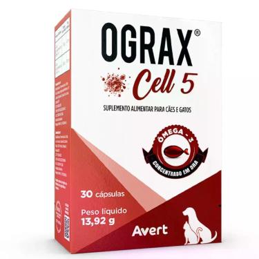 Imagem de Suplemento Avert Ograx Cell 5 para Cães e Gatos de Até 5 Kg - 30 Cápsu