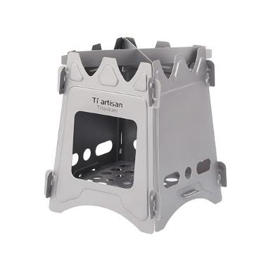Imagem de Fogão a lenha de titânio, fogão de acampamento, fogão de mochila portátil de titânio dobrável para acampamento ao ar livre, piquenique, churrasco