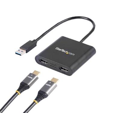 Imagem de StarTech.com Adaptador USB 3.0 para HDMI duplo – 1 x 4K 30Hz e 1 x 1080p – Placa externa de vídeo e vídeo – Adaptador de monitor duplo USB Tipo-A para HDMI – Suporta apenas Windows – Preto (USB32HD2)