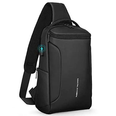 Imagem de MARK RYDEN Mochila tiracolo masculina, bolsa de ombro à prova d'água com | Alça ajustável para iPad de 9,7 polegadas, bolsa tiracolo para viagens, esportes, ciclismo e transporte diário