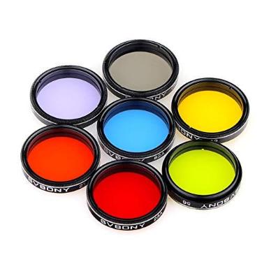 Imagem de SVBONY filtro de telescópio 1,25 polegadas Filtro CPL conjunto de filtros de cinco cores Conjunto de filtros de 7 peças aprimora as vistas planetárias lunares e reduz a poluição luminosa