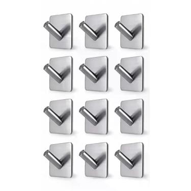 Imagem de Gancho De Parede Inox Adesivo Pendurar Roupas Chaves 12 Pçs - Congratu
