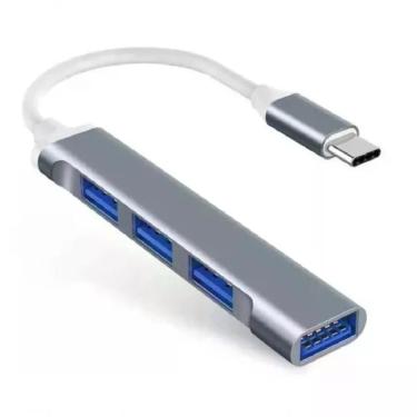 Imagem de Hub Usb-c Type-c Para 4 Portas Usb 3.0 5 Gbps Para Notebook E Macbook Prata