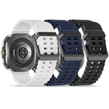 Imagem de Laband Pacote com 3 pulseiras de silicone esportivas macias compatíveis com Samsung Galaxy Watch Ultra de 47 mm, pulseiras de substituição ajustáveis para Galaxy Watch Ultra de 47 mm, femininas e
