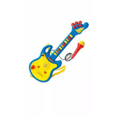 Imagem de Guitarra Infantil C/ Microfone Som Luz Azul - Congratulations Store