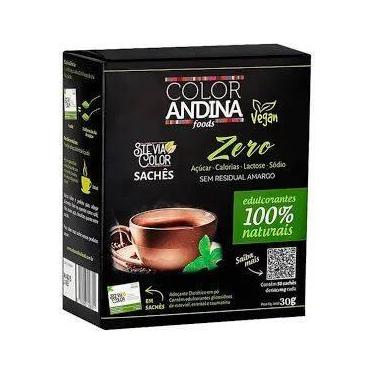 Imagem de Adoçante Em Sachê Stevia Vegano Color Andina 30 g