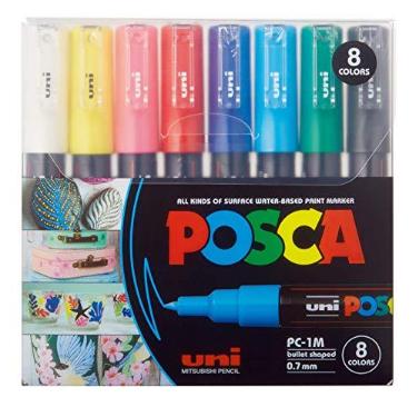Imagem de PC-1M - 8C Caneta Posca, Uni-Ball, Estojo com 8 cores sortidas