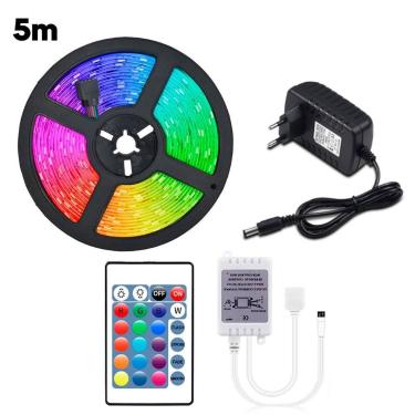 Imagem de Fita Led Rgb 5m Brilho Digital Colorido Iluminação Controle - LED 5M