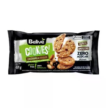 Imagem de Cookies Castanhas E Chocolate Zero Açúcar - Belive 10 Unidades 67g