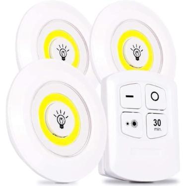 Imagem de Conjunto de 3 Luminárias LED com Controle Remoto, Branca, Plástico, 9cm x 2cm, 5W, Alimentação por Pilhas AAA(NAO INCLUSA), Iluminação para Ambientes Internos