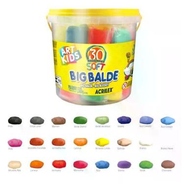 Imagem de Massinha Modelar Soft ACRILEX Big Balde 1,5kg 30 Unidades Cores Sortid