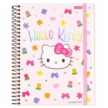 Imagem de Planner semanal 2027 M7 espiral Hello Kitty 160 folhas Jandaia Cor:Ros