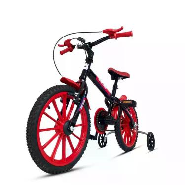 Imagem de Bicicleta Aro 16 Infantil com Rodinhas e Buzina 3 a 7 Anos Vermelho Freio V-Brake Ravok