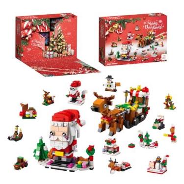 Imagem de Calendário do Advento de Natal 2025, conjunto 6 em 1 com 12 surpresas, peças compatíveis com LEGO, presente para crianças com mais de 6 anos, com temas relacionados com idosos e comboios (Rena de Natal)