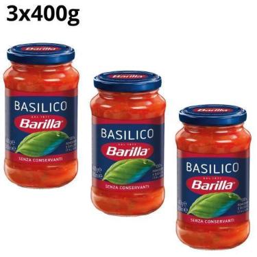 Imagem de Kit 3 molho de tomate basilico com manjericão barilla 400g  italiano t