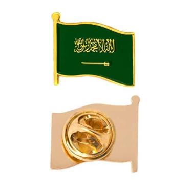 Imagem de Chapéu Saudi Arabia Country esmaltado feito de metal souvenir masculino feminino patriótico bandeira ondulada lapela pino)