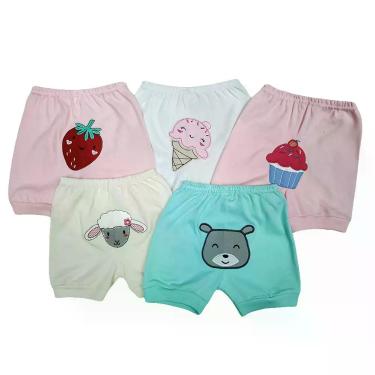 Imagem de Kit 5 Peças Short De Bebê Bumbum Bordado Com Punho Menina - Koala Baby