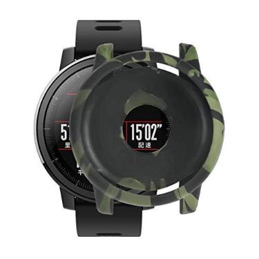 Imagem de Case Bumper de Silicone macio para proteção do Huami Amazfit Stratos 2/2s (Camuflado Verde)
