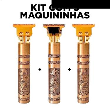 Imagem de Kit com 3 Maquinas Profissional Acabamento Recarregável Cabelo Barba -