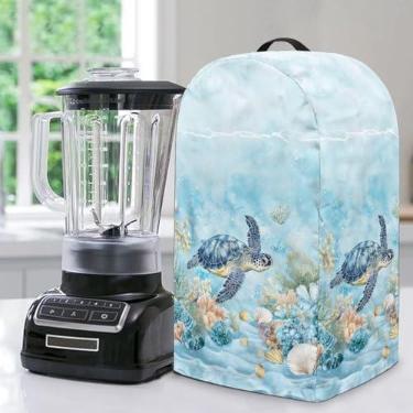 Imagem de NETILGEN Liquidificador coral tartaruga submarina capa contra poeira cozinha pequeno eletrodoméstico decoração anti impressão digital à prova de óleo proteção contra poeira suporte misturador