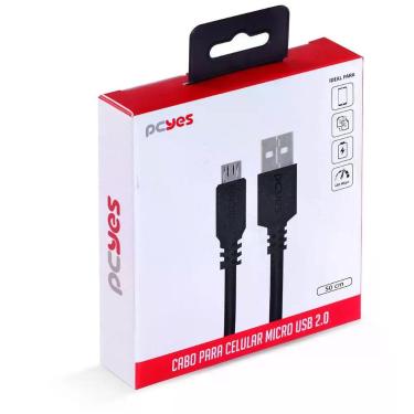Imagem de Cabo Micro Usb Para Usb A 2.0 50cm Preto - Pmuap-05
