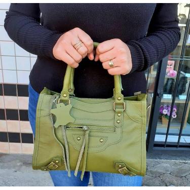 Imagem de Bolsa Feminina Tamanho Média Em Couro - Verde - Mobelli Cosmeticos