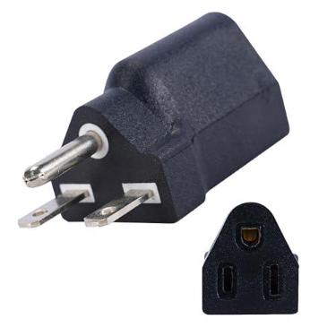 Imagem de PLIS Adaptador de plugue 6-15P para 5-15R EUA, conversor elétrico, 3 pinos, 110V / 120V para 220V / 240V, 15A, preto, pacote com 1