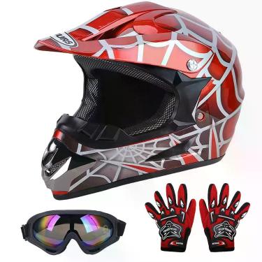 Imagem de Capacete juvenil Dirt Bike OUMURS DOT Kids ATV com luvas e óculos