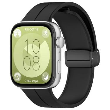 Imagem de Disscool Pulseiras de substituição ajustáveis compatíveis com Huawei Watch Fit 3, pulseira de silicone macio de 24 mm com acessórios de relógio de liberação rápida para homens e mulheres (fivela