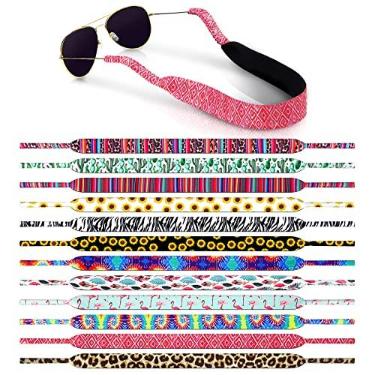Imagem de Weewooday 12 peças de tiras de óculos de sol de neoprene flutuante retentor de óculos de sol cordão de suporte para óculos de sol para homens e mulheres, Estilo floral, 19.7 inch in length