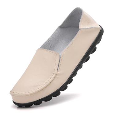 Imagem de ANYUETE Mocassins Femininos Confortáveis Para Caminhada, Trabalho, Calçados Casuais Dirigir, Sair À Noite, Escritório, Compras, Em Pé, Liquidação, Bege, Tamanho 8