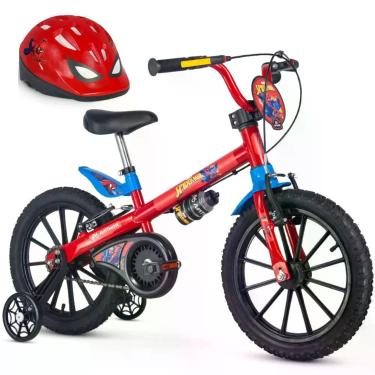 Imagem de Bicicleta com Rodinha aro 16 Homem Aranha com Capacete Nathor