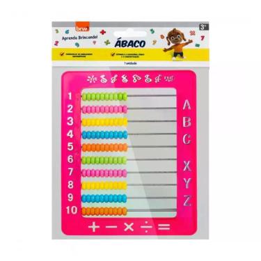 Imagem de Ábaco BRW Educativo Plástico Atóxico 10 Hastes 100 Bolinhas 13X18CM Infantil 1 Unidade Rosa