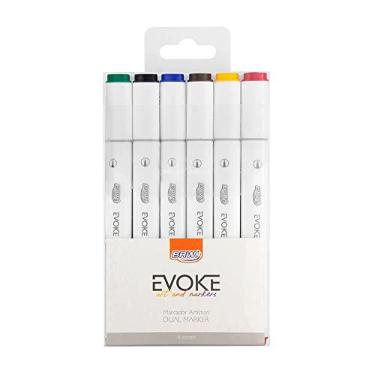 Imagem de BRW Pincel Marcador Artistico Evoke Dual Marker 6 Cores