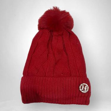 Imagem de Touca Feminina Pelúciada Com Pom Pom - BOM, Broche, Marsala
