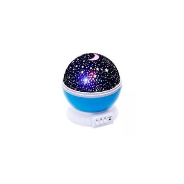 Imagem de Luminária Abajur Rotativa Projetor Globo Estrelas Crianças 360º Star Master Gira Teto Galaxy Quarto Infantil Led Céu Giratório Galaxia Universo Lua FAZING (Azul)