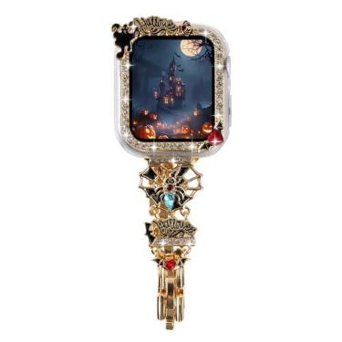 Imagem de WONJOY Pulseira feminina compatível com Apple Watch com capa protetora de 41 mm, 40 mm, 45 mm e 44 mm, linda série de iWatch de Natal e Halloween 9/8/7/6/SE/5/4 (aranha/Halloween, 41 mm/40 mm)