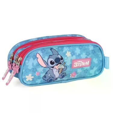 Imagem de Estojo 3 Divisória Juvenil Lilo Stitch Disney Escolar Pink - Luxcel