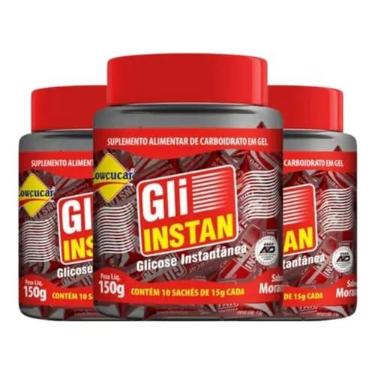 Imagem de Gli-Instan Lowçucar Pote Sabor Morango 10X15G Kit com 3