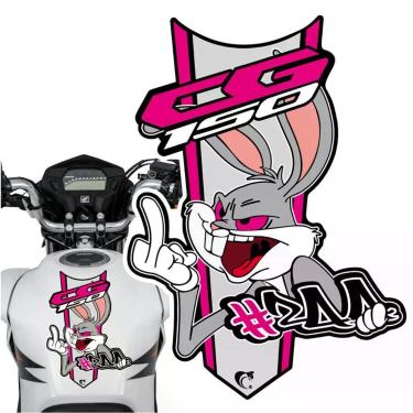 Imagem de Adesivo Faixa Gravata Sem Resina Moto Cg 150/160 Pernalonga Rosa Cor Cg 150