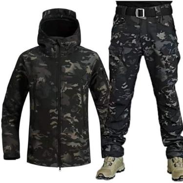Imagem de Conjunto Tático E De Calças Masculinas - Terno De Uniforme Militar De Camuflagem à Prova D'Água, Terno De Roupas Militares De Combate Do Exército Para Atividades Ao Ar Livre, Camouflage C, XL