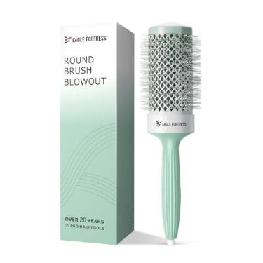 Imagem de Eagle Fortress Escova redonda para sopro, escova de cabelo de cerâmica térmica para secagem com cerdas iônicas para escovação profissional - verde, 5,3 cm