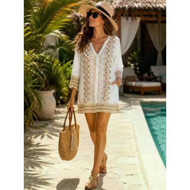 Imagem de Saida de Praia Tunica Lesie Boho Brisa do Mar - Mimos Alternativa, Bra