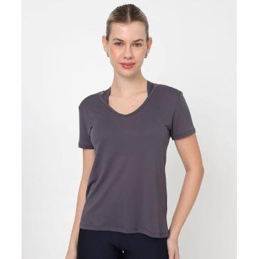 Imagem de Blusa Feminina Fitness Básica Manga Curta Marisa Cinza-76105, Cinza, P