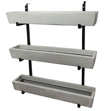 Imagem de Suporte Prateleira de Ferro Jardim Vertical com 3 Floreiras Cor: Cinza